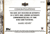 2018 Mark Henry Topps Legends of WWE SILVER COMMEMORATIVE HALL OF FAME RING AUTO 39/50 AUTOGRAPH #HOF-MH WWE HOF