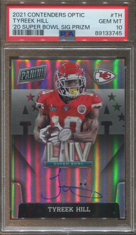 2021 Tyreek Hill Panini Contenders Optic SUPER BOWL SIGNATURES PRIZM AUTO PSA 10 Kansas City Chiefs #SBLIV-TH 3745