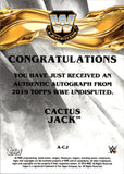 2019 Cactus Jack Topps WWE Undisputed GREEN AUTO 42/50 AUTOGRAPH #A-CJ WWE HOF