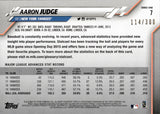 2020 Aaron Judge Topps Series 1 ADVANCED STATS 114/300 #7 New York Yankees