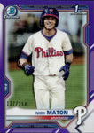 2021 Nick Maton Bowman Chrome 1ST BOWMAN PURPLE REFRACTOR 137/250 #BCP-5 Philadelphia Phillies