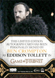 2023 Ben Crompton as Eddison Tollett Stark Rittenhouse Game of Thrones ART AND IMAGES LEGACY AUTO AUTOGRAPH #NA