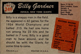 1955 Billy Gardner Bowman #249 New York Giants BV $25