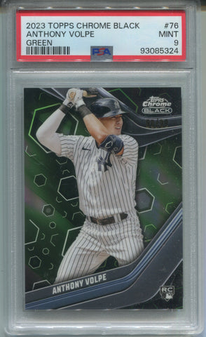 2023 Anthony Volpe Topps Chrome Black ROOKIE GREEN REFRACTOR 98/99 RC PSA 9 #76 New York Yankees 5324