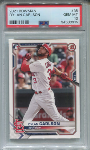 2021 Dylan Carlson Bowman ROOKIE PSA 10 #35 St. Louis Cardinals 0915