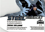2025 Teemu Selanne Leaf Metal Legends Hockey STEEL BLADES DIE CUT BLUE SHIMMER AUTO 3/8 AUTOGRAPH #SB-TS1 Anaheim Ducks
