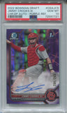 2022 Jimmy Crooks III Bowman Chrome Draft 1ST BOWMAN PURPLE REFRACTOR AUTO 204/250 AUTOGRAPH PSA 10 #CDA-JCS St. Louis Cardinals 7721
