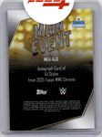 2025 AJ Styles Topps Chrome WWE MAIN EVENT BLUE REFRACTOR AUTO 025/150 AUTOGRAPH #MEA-AJS Friday Night Smackdown
