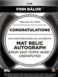 2021 Finn Balor Topps Undisputed WWE JUMBO SHIRT AUTO 12/99 AUTOGRAPH RELIC #M-FB Friday Nigh Smackdown