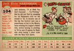 1955 Jack Harshman Topps #104 Chicago White Sox BV $30