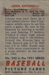 1951 Johnny Antonelli Bowman #243 Boston Braves BV $30