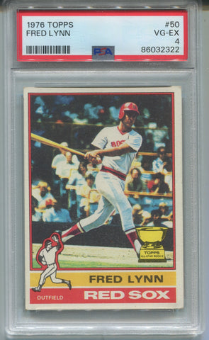 1976 Fred Lynn Topps ROOKIE CUP PSA 4 #50 Boston Red Sox 2322