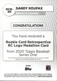 2020 Sandy Koufax Topps ROOKIE CARD RETROSPECTIVE LOGO MEDALLION #RCR-SK Brooklyn Dodgers HOF