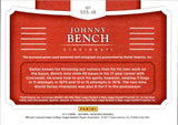 2019 Johnny Bench Panini National Treasures SIX PIECE JERSEY AUTO 01/20 AUTOGRAPH RELIC #SSS-JB Cincinnati Reds HOF