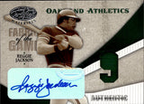 2004 Reggie Jackson Leaf Certified Materials FABRIC OF THE GAME JERSEY NUMBER JERSEY AUTO 2/5 AUTOGRAPH RELIC #FG-95 Oakland A's HOF