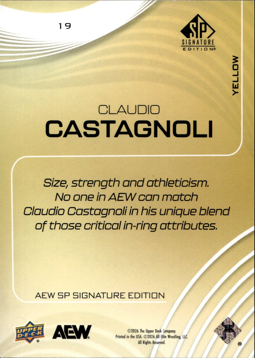 2025 Claudio Castagnoli Upper Deck SP Signature Edition AEW YELLOW 26/