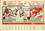 1956 Dale Long Topps #56 Pittsburgh Pirates BV $20