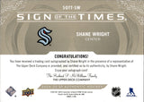 2024-25 Shane Wright Upper Deck SP Authentic SIGN OF THE TIMES INSCRIPTION AUTO 21/99 AUTOGRAPH #SOTT-SW Seattle Kraken