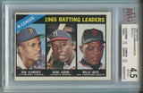 1966 Roberto Clemente Hank Aaron Willie Mays Topps N.L. BATTING LEADERS BVG 4.5 #215 Pirates Braves Giants HOF 7422