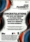 2019 Jack Flaherty Bowman Platinum ORANGE PATCH AUTO 19/25 AUTOGRAPH RELIC #PPAR-JF St. Louis Cardinals