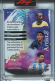 2026 Pele Diego Maradona Lionel Messi Leaf Art of Sport RED FOIL ARTIST 3 TRIPLE JERSEY 2/3 RELIC #A3-10 Brazil Argentina