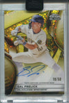 2025 Sal Frelick Topps Chrome Black YELLOW MINI DIAMOND AUTO 18/50 AUTOGRAPH #CBA-SF Milwaukee Brewers