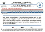 2024 Yoshinobu Yamamoto Topps Chrome ROOKIE REFRACTOR RC #18 Los Angeles Dodgers