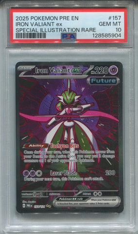 2025 Iron Valiant ex Pokemon Prismatic Evolutions ENGLISH SPECIAL ILLUSTRATION RARE PSA 10 #157 5904