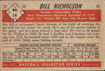 1953 Bill Nicholson Bowman Black and White #14 Philadelphia Phillies BV $60