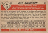 1953 Bill Nicholson Bowman Black and White #14 Philadelphia Phillies BV $60