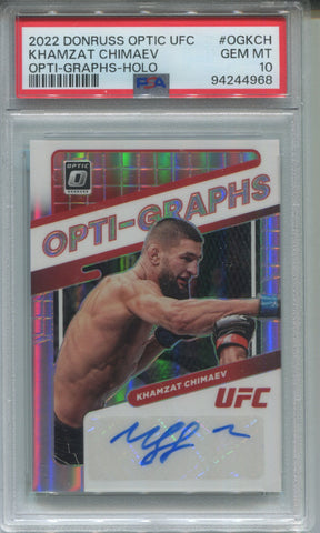 2022 Khamzat Chimaev Donruss Optic HOLO OPTI-GRAPHS AUTO AUTOGRAPH PSA 10 #OGK-CH Welterweight 4968