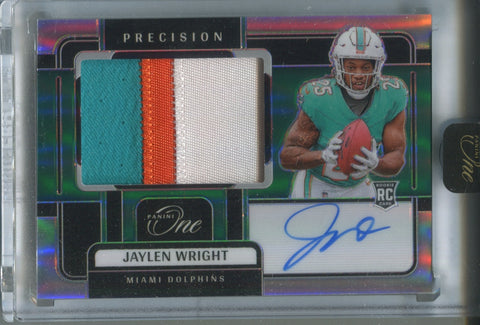 2024 Jaylen Wright Panini One PRECISION ROOKIE PATCH AUTO 06/99 AUTOGRAPH RELIC #329 Miami Dolphins