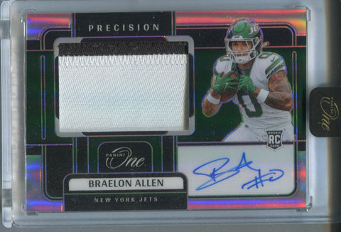 2024 Braelon Allen Panini One PRECISION ROOKIE JUMBO PATCH AUTO 93/99 AUTOGRAPH RELIC #314 New York Jets