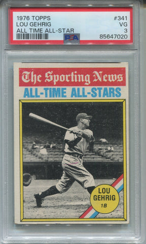 1976 Lou Gehrig Topps ALL TIME ALL-STARS PSA 3 #341 New York Yankees HOF 7020