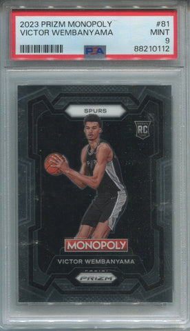 2023-24 Victor Wembanyama Panini Prizm MONOPOLY ROOKIE RC PSA 9 #81 San Antonio Spurs 0112