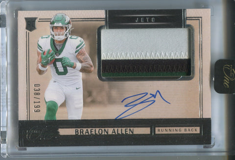 2024 Braelon Allen Panini One ROOKIE JUMBO PATCH AUTO 038/199 AUTOGRAPH RELIC #15 New York Jets