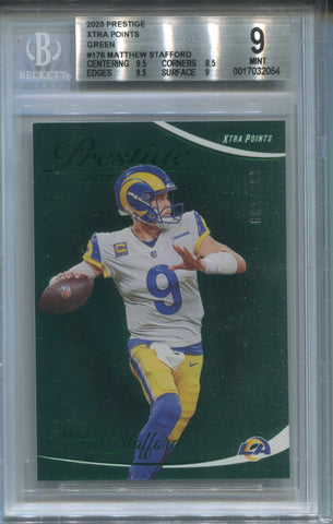 2023 Matthew Stafford Panini Prestige XTRA POINTS GREEN 135/199 BGS 9 #176 Los Angeles Rams 2054