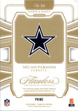 2025 Micah Parsons Panini Flawless HOLO SILVER DOWN & DIRTY JUMBO GAME USED PATCH 04/20 #52 Dallas Cowboys