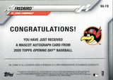 2020 Fredbird Topps Opening Day AUTO AUTOGRAPH #MA-FB St. Louis Cardinals