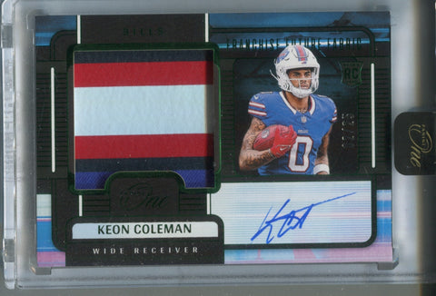 2024 Keon Coleman Panini One EMERALD GREEN ROOKIE PATCH AUTO 02/25 AUTOGRAPH RELIC RC #86 Buffalo Bills