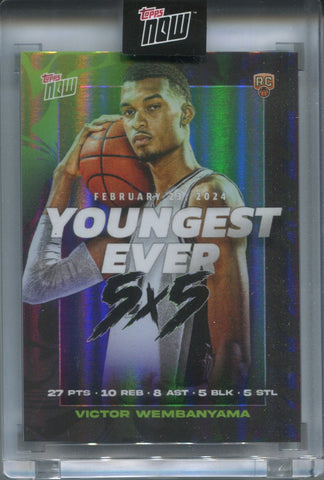 2023-24 Victor Wembanyama Topps Now YOUNGEST EVER 5X5 ROOKIE RC #VW-2 San Antonio Spurs