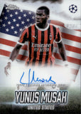 2024-25 Yunus Musah Autpgraph Topps Chrome UEFA Club Champions #GLA-YM 04/99 GLOBAL ATTRACTIONS AUTO AC MILAN