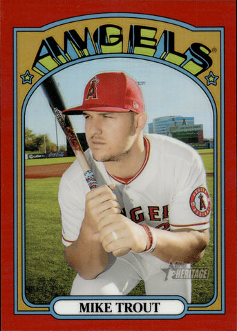 2021 Mike Trout Topps Heritage Chrome RED REFRACTOR 237/372 #169 Anaheim Angels
