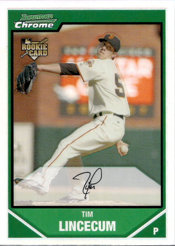 2007 Tim Lincecum Bowman Chrome ROOKIE REFRACTOR RC #217 San Francisco Giants