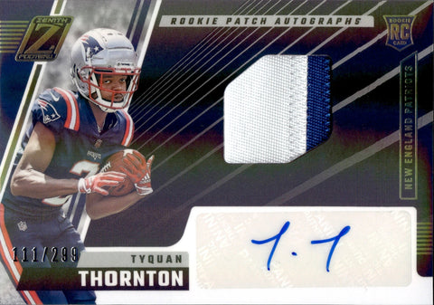 2022 Tyquan Thornton Panini Zenith ROOKIE PATCH AUTO 111/299 AUTOGRAPH RELIC RC #222 New England Patriots