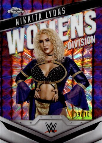2025 Nakkita Lyons Topps Chrome WWE PURPLE GEOMETRIC REFRACTOR WOMEN'S DIVISION 09/10 #WD-NIK NXT