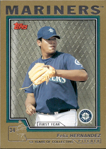 2004 Felix Hernandez Topps GOLD ROOKIE 0167/2004 RC #T144 Seattle Mariners