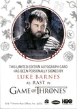2024 Luke Barnes as Rast Rittenhouse Game of Thrones LEGENDS OF THE REALM RED AUTO AUTOGRAPH #NA