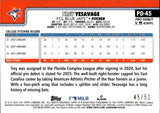 2025 Trey Yesavage Topps Pro Debut GOLD FOIL ROOKIE 45/50 RC #PD-45 Toronto Blue Jays