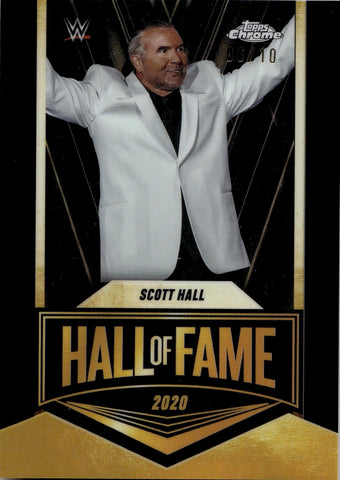 2025 Scott Hall Topps Chrome WWE HALL OF FAME EMBEDDED BLACK REFRACTOR 06/10 #EMB-SH WWE Legend